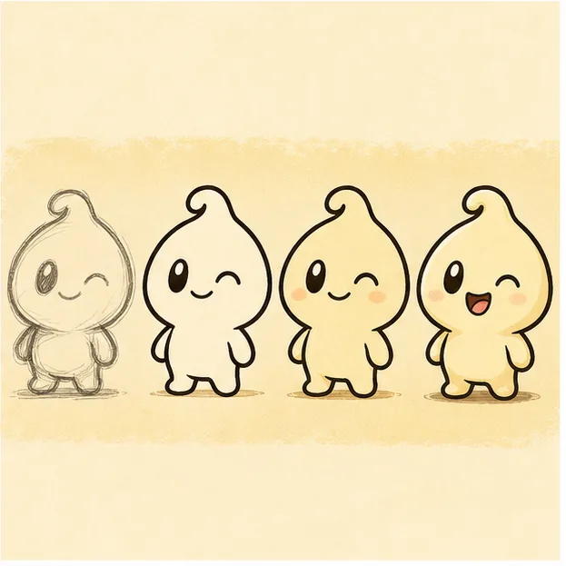 Sketch to final character process placeholder for future DYLIP characters